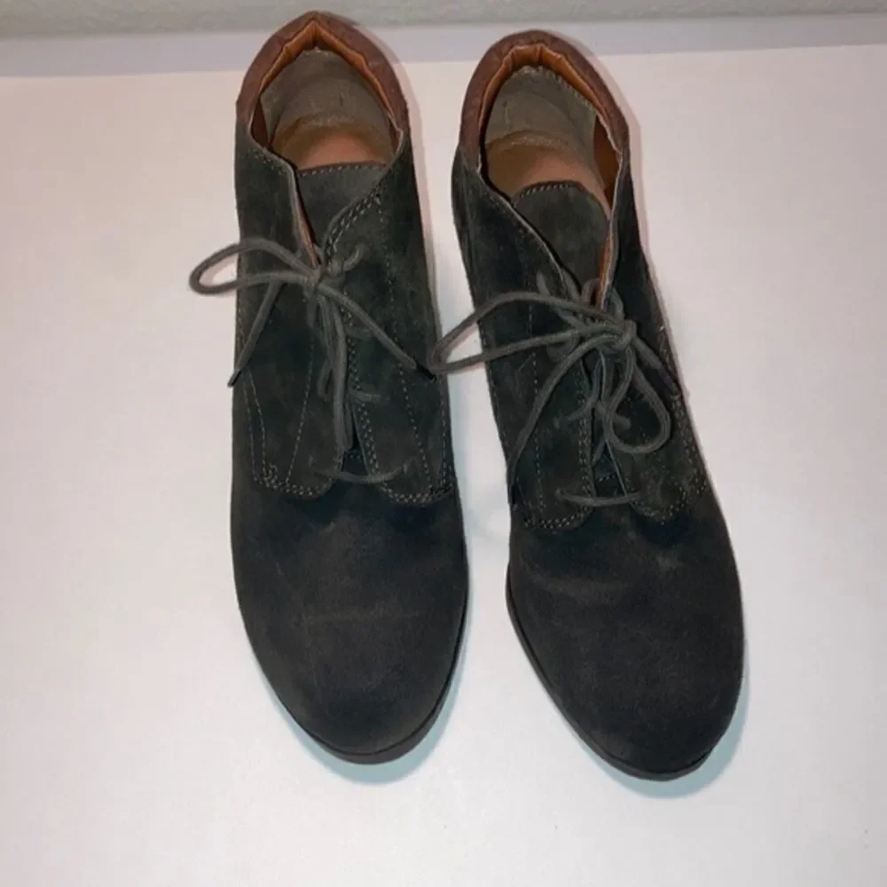 Lucky Brand suede leather army green 3” wedges